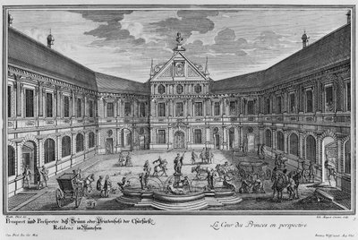 Palace at Munich, Germany, engraved by Johann August Corvinus by Matthias Diesel